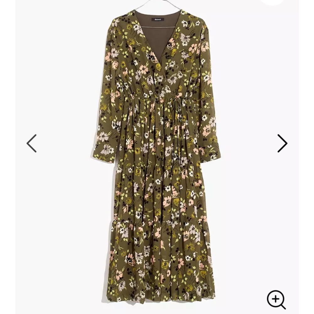 NWT Madewell Cinch Waist Boho Tiered Midi Dress